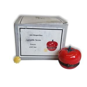 New PHB Porcelain Trinket Hinged Box Tomato with sun by Midwest Cannon Falls